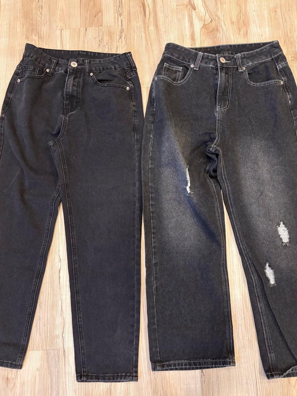 Lot of 2 NEWTUSFAN Women’s Wide Leg Jeans in Black 28x25